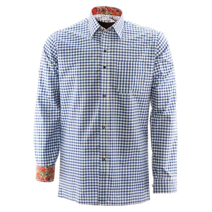 Alpenoverhemd Premium blauw wit